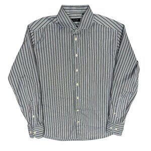 Sand Leisure Striped Dress Shirt Button Up Textured Cotton Large